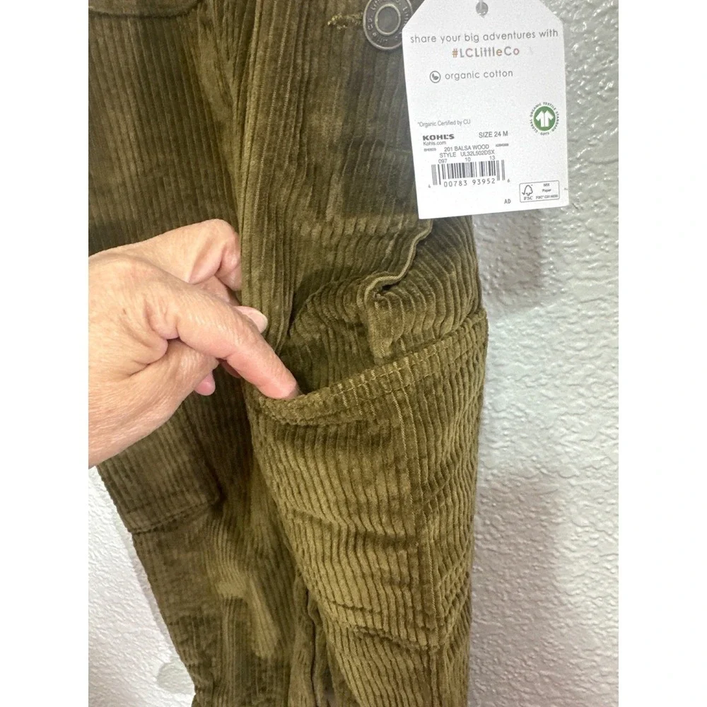 NWT Little Co. by Lauren Conrad Corduroy Overalls Baby  Sz 24 Months Olive Green